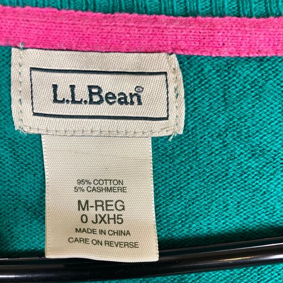 LL Bean Women Sweater Teal Open Cardigan Button Front Pockets Cashmere Blend M - Picture 6 of 11